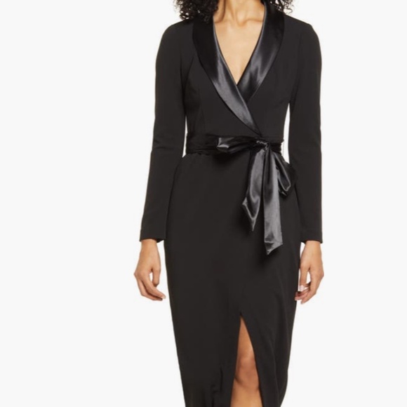 Worn Once! Eliza J Tuxedo Wrap Dress - Picture 1 of 15
